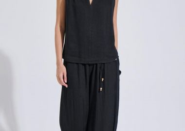 Bill Cost γυναικεία παντελόνα με ελαστική μέση cropped Relaxed Fit - 10-280575-0 Μαύρο - BILL COST - 