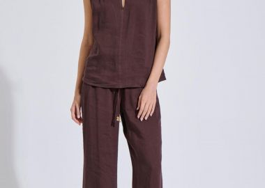 Bill Cost γυναικεία παντελόνα με ελαστική μέση Relaxed Fit - 10-280574-0 Καφέ - BILL COST - 