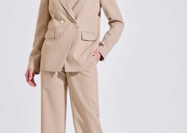 Bill Cost γυναικείο παντελόνι με ριγέ σχέδιο Straight Fit - 10-320628-0 Μπεζ - BILL COST - 