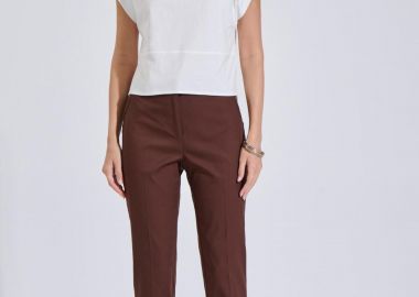 Bill Cost γυναικείο παντελόνι μονόχρωμο Classic Straight Fit - 10-060824-0 Καφέ - BILL COST - 