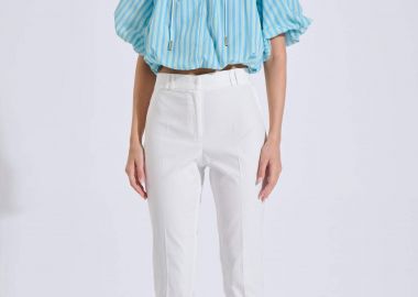 Bill Cost γυναικείο παντελόνι μονόχρωμο Classic Straight Fit - 10-060824-0 Λευκό - BILL COST - 