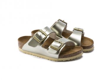 Birkenstock Arizona Kids BirkoFlor Electric Metallic Gold Narrow Girls' FlipFlops 1014841 - Birkenstock - 