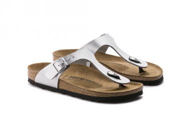 Birkenstock Gizeh BirkoFlor silver regular wide women's flipflops 0043851 - Birkenstock - 