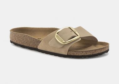 BIRKENSTOCK MADRID BIG BUCKLE NATURAL LEATHER NUBUCK SANDALS ΜΠΕΖ - BIRKENSTOCK - 
