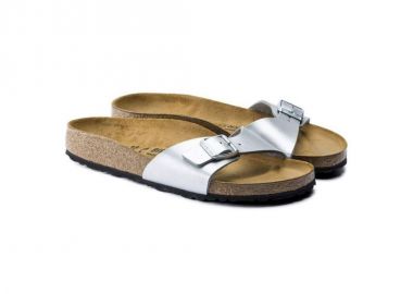 Birkenstock Madrid BirkoFlor Silver Women's Slides Regular Wide 0040411 - Birkenstock - 