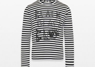 BLACK COMME DES GARÇONS Ανδρικό Μαύρο Stripe Long Sleeve T-Shirt - BLACK COMME DES GARÇONS - 