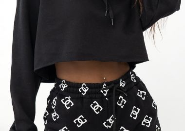 BLACK CROP HOODIE - sense-shop - 