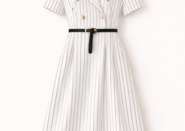 blazer ριγέ φόρεμα γραφείου Gert λευκό - PerfectDress.gr - 