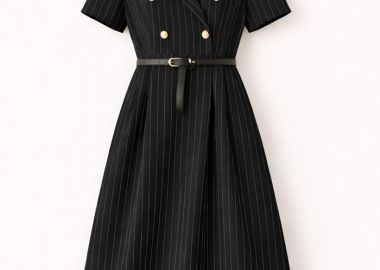 blazer ριγέ φόρεμα γραφείου Gert μαύρο - PerfectDress.gr - 