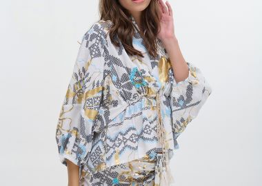 BLE Γυναικείο Κοντό Kimono Με Ethnic Print -  - 