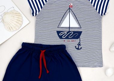 BLUE NAVY STRIPES PAJAMA SET -  - 
