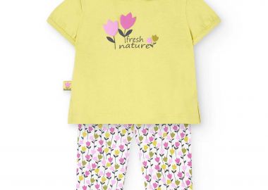 Boboli βρεφικό σετ μπλούζα και κολάν με floral print - 111081 Κίτρινο - BOBOLI - 