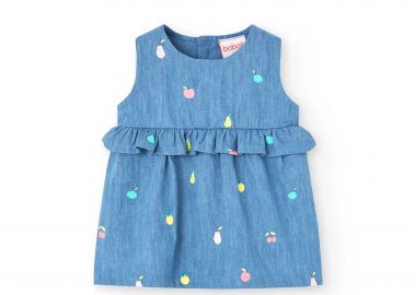 Boboli βρεφικό σετ ρούχων με φόρεμα και βρακάκι denim - 131050 Denim Blue - BOBOLI - 