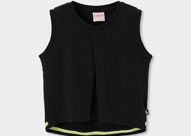 Boboli παιδική αμάνικη μπλούζα cropped μονόχρωμη - 423100 Μαύρο - BOBOLI - 