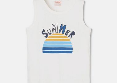 Boboli παιδική μπλούζα αμάνικη με print Summer - 503198 Λευκό - BOBOLI - 