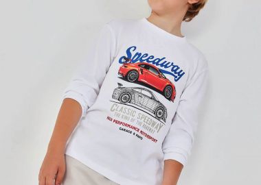 Boboli παιδική μπλούζα με car print - 603010 Λευκό - BOBOLI - 
