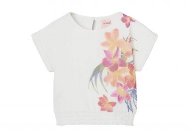 Boboli παιδική μπλούζα με floral print - 763028 Λευκό - BOBOLI - 