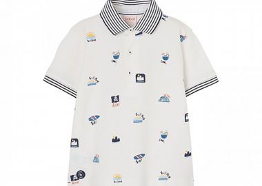 Boboli παιδική μπλούζα πόλο με all-over print - 503031 Λευκό - BOBOLI - 
