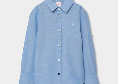 Boboli παιδικό πουκάμισο μονόχρωμο - 873019 Denim Blue Ανοιχτό - BOBOLI - 