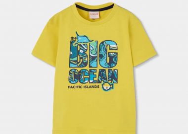 Boboli παιδικό Τ-shirt με letter print - 543068 Κίτρινο - BOBOLI - 