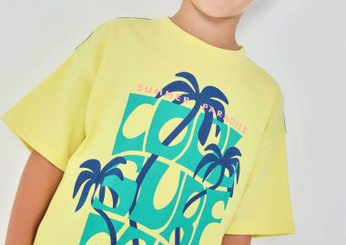 Boboli παιδικό Τ-shirt με letter print - 613134 Κίτρινο - BOBOLI - 