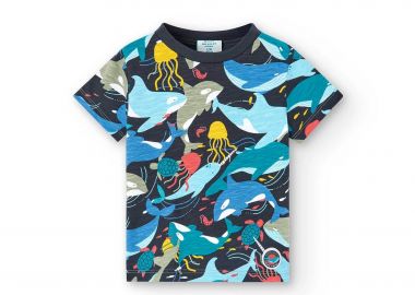Boboli παιδικό T-Shirt με print sea animals - 318046 Πολύχρωμο - BOBOLI - 