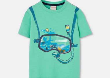 Boboli παιδικό Τ-shirt με print θαλάσσια στοιχεία - 543024 Βεραμάν - BOBOLI - 
