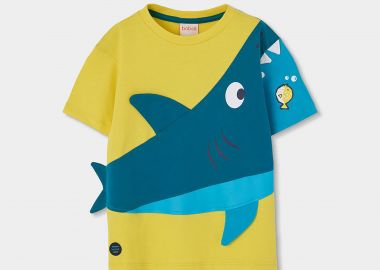 Boboli παιδικό Τ-shirt με τύπωμα καρχαρία - 543204 Κίτρινο - BOBOLI - 