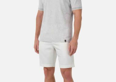 Boggi Milano ανδρική βερμούδα μονόχρωμη Regular Fit - BO25P037401 Λευκό - BOGGI MILANO - 