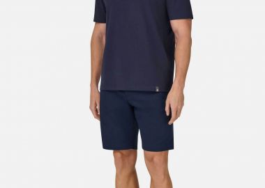 Boggi Milano ανδρική βερμούδα μονόχρωμη Regular Fit - BO25P037402 Μπλε Σκούρο - BOGGI MILANO - 