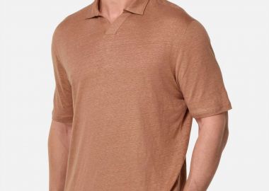 Boggi Milano ανδρική μπλούζα πόλο μονόχρωμη Regular Fit - BO25P035103 Καφέ Ανοιχτό - BOGGI MILANO - 