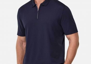 Boggi Milano ανδρική μπλούζα πόλο πικέ κοντομάνικη Regular Fit - BO25P063202 Μπλε Σκούρο - BOGGI MILANO - 