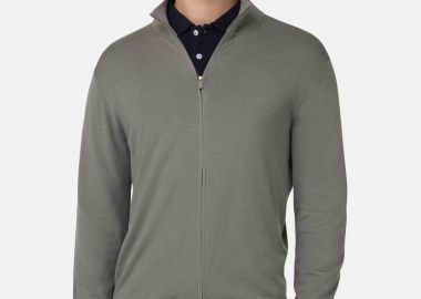 Boggi Milano ανδρική πλεκτή ζακέτα Regular Fit - BO26P040202 Γκρι - BOGGI MILANO - 