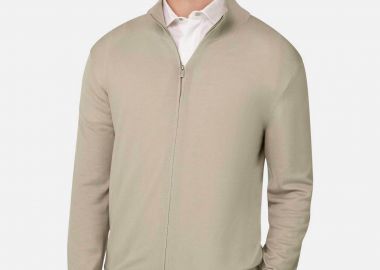 Boggi Milano ανδρική πλεκτή ζακέτα Regular Fit - BO26P040204 Μπεζ - BOGGI MILANO - 