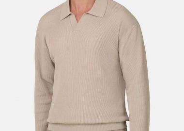 Boggi Milano ανδρική πόλο μπλούζα μονόχρωμη Regular Fit - BO26P055501 Μπεζ - BOGGI MILANO - 