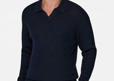 Boggi Milano ανδρική πόλο μπλούζα μονόχρωμη Regular Fit - BO26P055503 Μπλε Navy - BOGGI MILANO - 