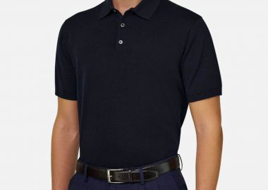 Boggi Milano ανδρική πόλο μπλούζα μονόχρωμη Regular Fit - BO26P073201 Μπλε Navy - BOGGI MILANO - 