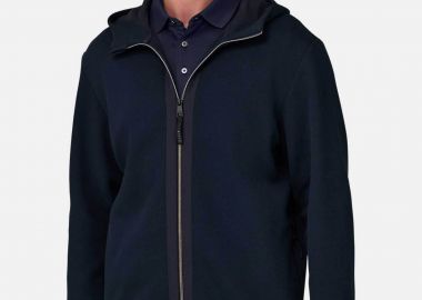 Boggi Milano ανδρική ζακέτα φούτερ με κουκούλα Regular Fit - BO26P071301 Μπλε Navy - BOGGI MILANO - 