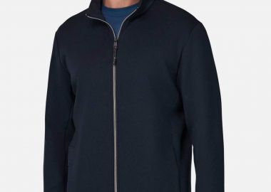 Boggi Milano ανδρική ζακέτα φούτερ με ψηλό λαιμό Regular Fit - BO26P018901 Μπλε Navy - BOGGI MILANO - 