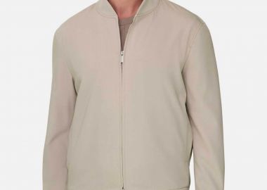 Boggi Milano ανδρικό bomber jacket μονόχρωμο Regular Fit - BO26P022001 Μπεζ - BOGGI MILANO - 