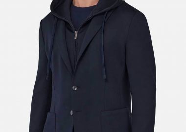 Boggi Milano ανδρικό casual σακάκι με εσωτερική επένδυση με κουκούλα Regular Fit - BO25P054104 Μπλε Σκούρο - BOGGI MILANO - 