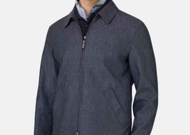 Boggi Milano ανδρικό λινό μπουφάν Regular Fit - BO26P022802 Σκούρο Μπλε - BOGGI MILANO - 
