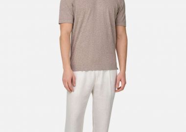 Boggi Milano ανδρικό λινό παντελόνι μονόχρωμο Tapered Fit - BO26P018202 Λευκό - BOGGI MILANO - 
