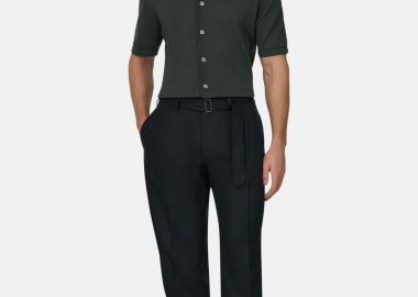 Boggi Milano ανδρικό λινό παντελόνι Tapered Fit - BO26P072801 Μαύρο - BOGGI MILANO - 