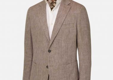 Boggi Milano ανδρικό λινό σακάκι Regular Fit - BO26P030401 Καφέ Ανοιχτό - BOGGI MILANO - 