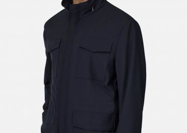 Boggi Milano ανδρικό μπουφάν μονόχρωμο με Flap τσέπες Regular Fit - BO26P024101 Μπλε Navy - BOGGI MILANO - 