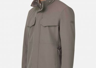 Boggi Milano ανδρικό μπουφάν μονόχρωμο με Flap τσέπες Regular Fit - BO26P068501 Γκρι - BOGGI MILANO - 
