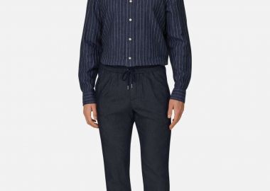 Boggi Milano ανδρικό παντελόνι casual με ελαστική μέση Tapered Fit - BO26P076401 Μπλε Navy - BOGGI MILANO - 