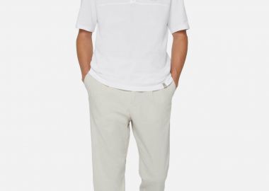 Boggi Milano ανδρικό παντελόνι ελαστικό μονόχρωμο Tapered Fit - BO24P011401 Μπεζ - BOGGI MILANO - 