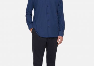 Boggi Milano ανδρικό παντελόνι μονόχρωμο Straight Fit - BO24P059303 Μπλε Σκούρο - BOGGI MILANO - 